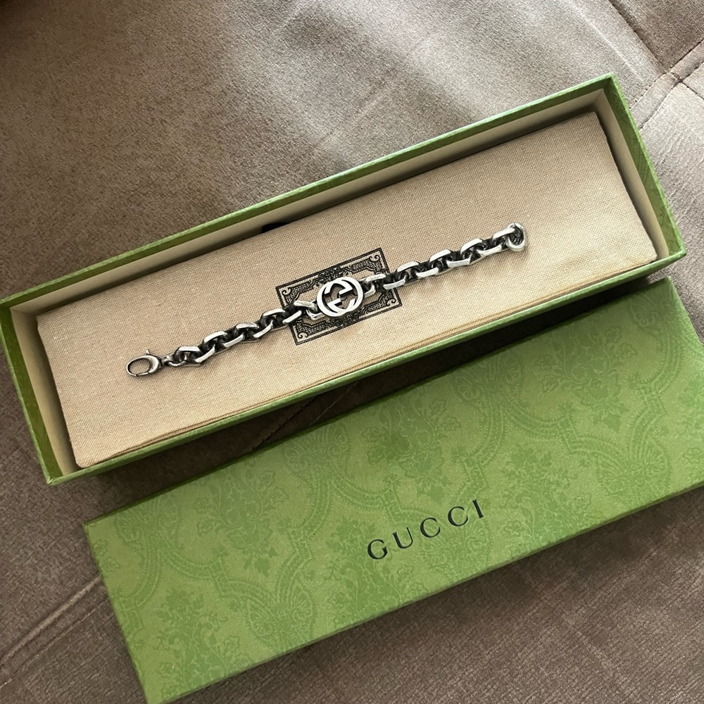 Authentic Gucci distressed .925 Sterling Silver 8.0 in bracelet. Made in Italy! - Picture 4 of 12